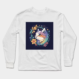 Floral Cat Long Sleeve T-Shirt
